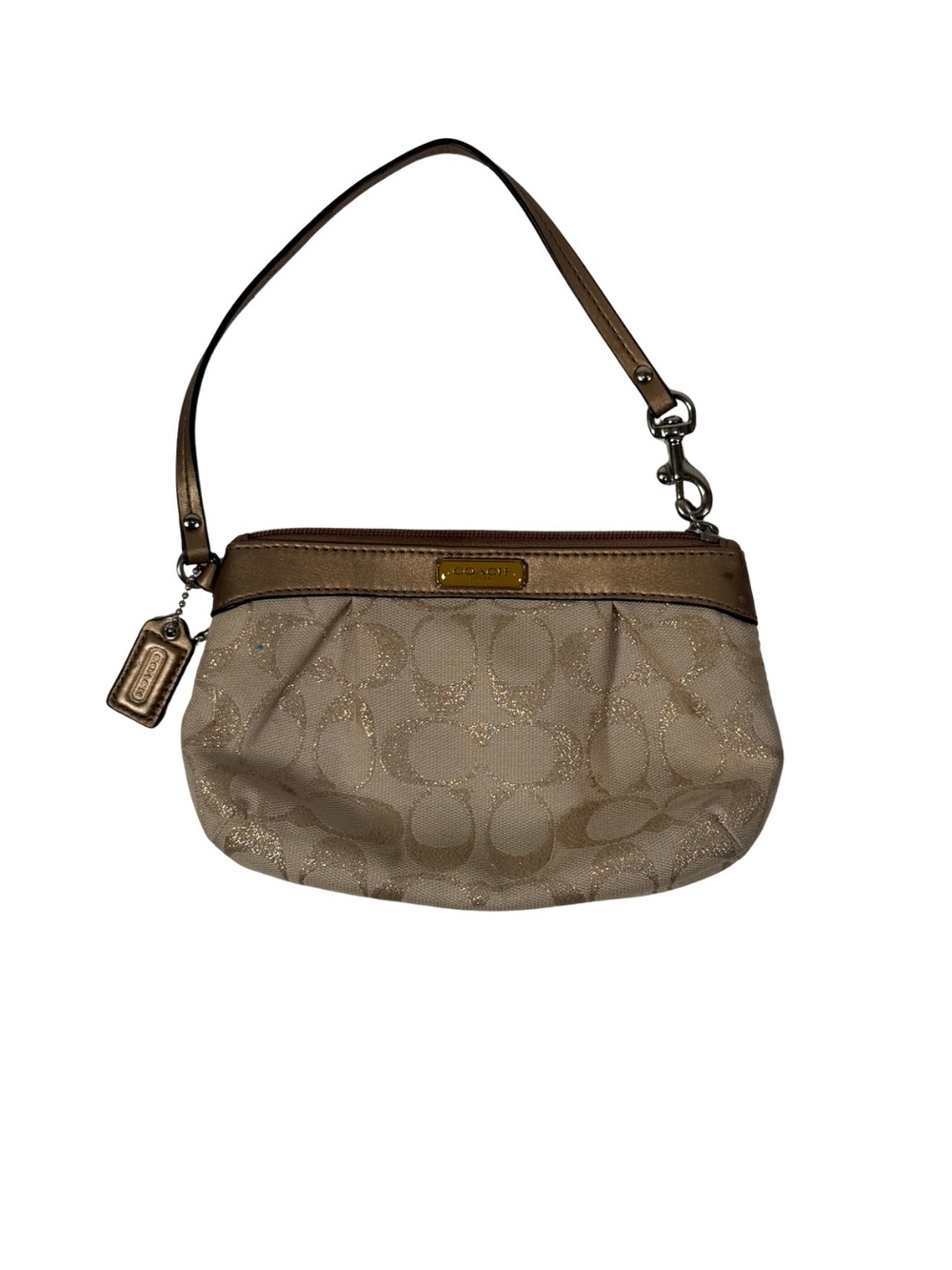 Coach Signature Jacquard Mini Bag | Beige Gold Y2K